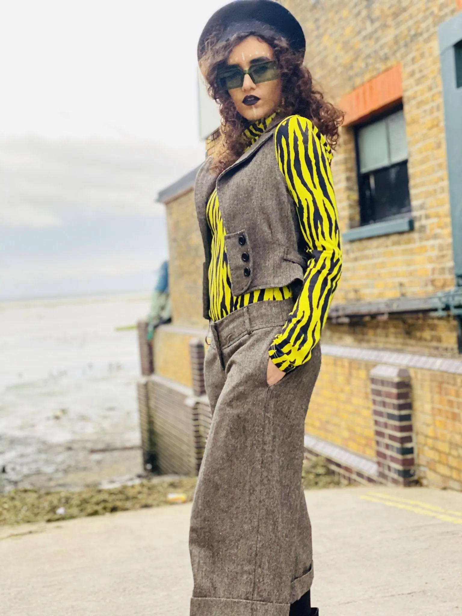Ash Tweed Waist Coat   Culotte Co-ord