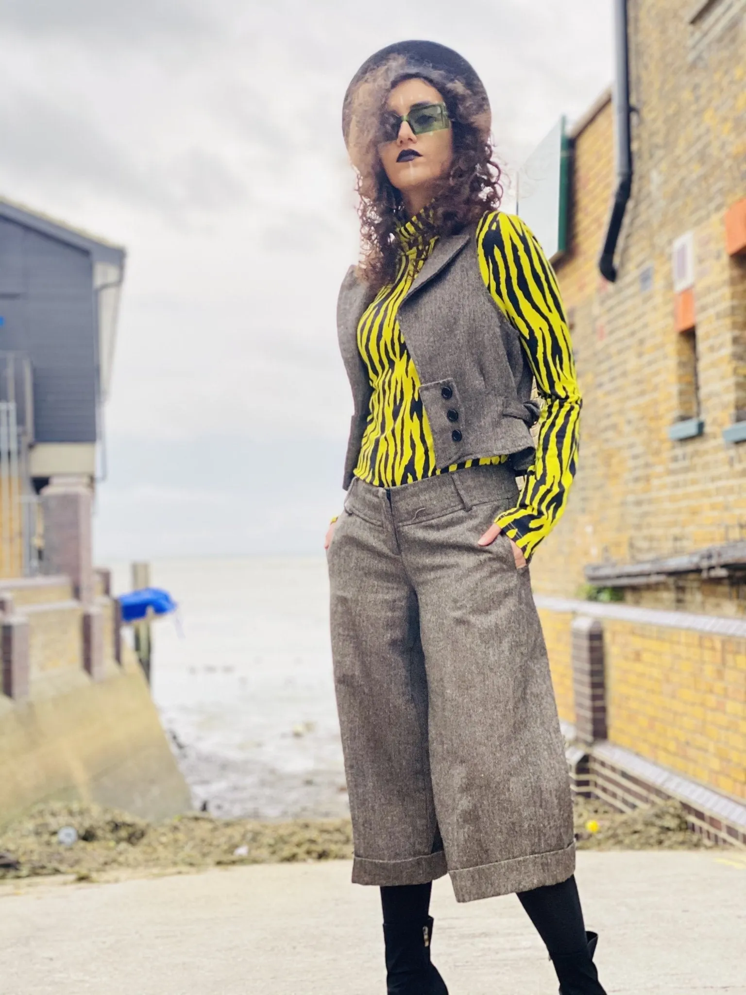 Ash Tweed Waist Coat   Culotte Co-ord