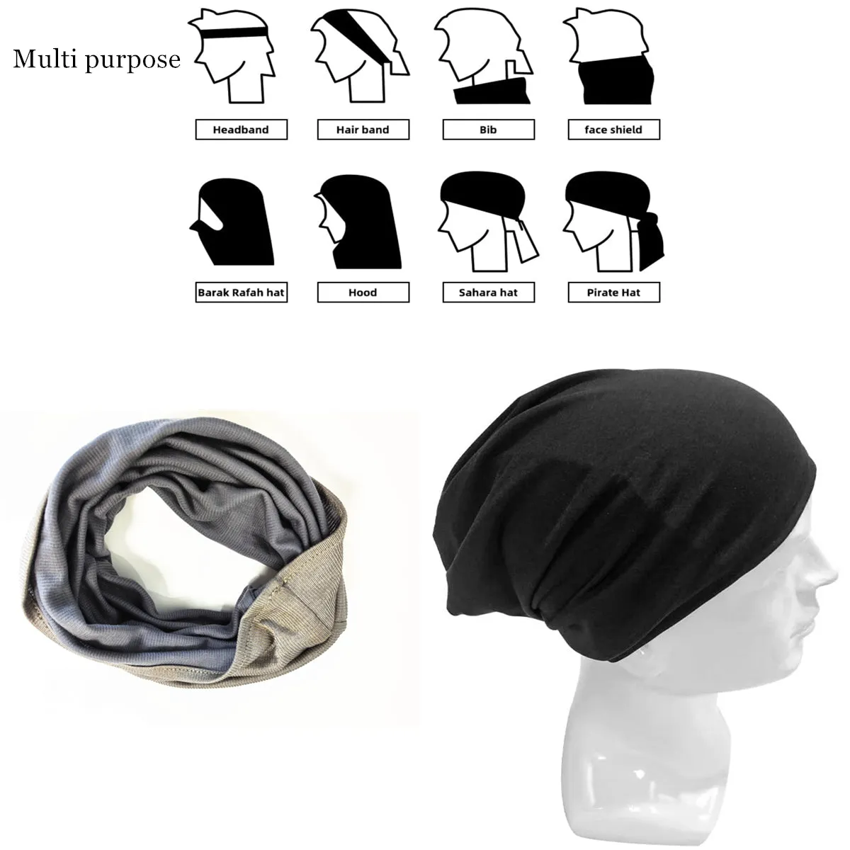 EMF Protection Bamboo Hood Gaiter with Silver Thread Anti-Radiation - Head Scarf