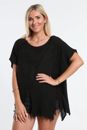 Finola Mixed Media Seam Notch Top (BSS191)