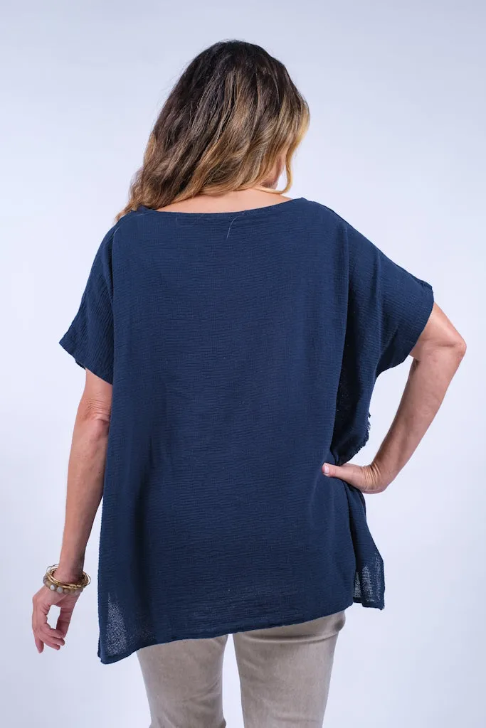 Finola Mixed Media Seam Notch Top (BSS191)