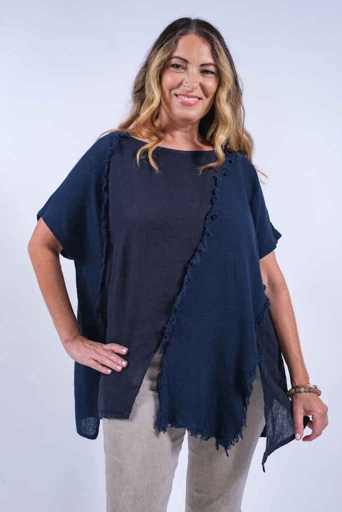 Finola Mixed Media Seam Notch Top (BSS191)
