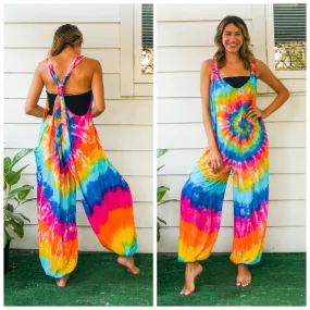 Hippie Festival Vibes | Hand Dyed Hippie Racerback Dungarees Jumpsuit Romper