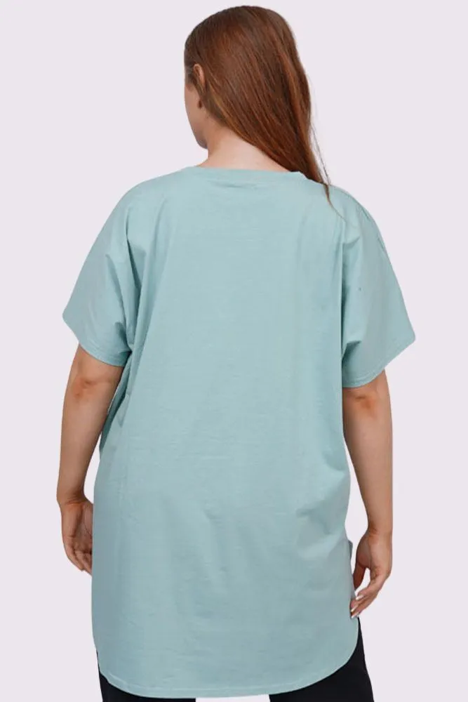 Perfume Queen Forever Print Side Slit Cotton Top