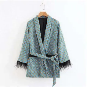 Two Piece Fancy Prints Kimono Set