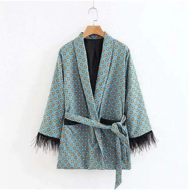 Two Piece Fancy Prints Kimono Set