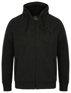 Vadim Zip Through Hoodie with Borg Lining in Charcoal Marl - Dissident