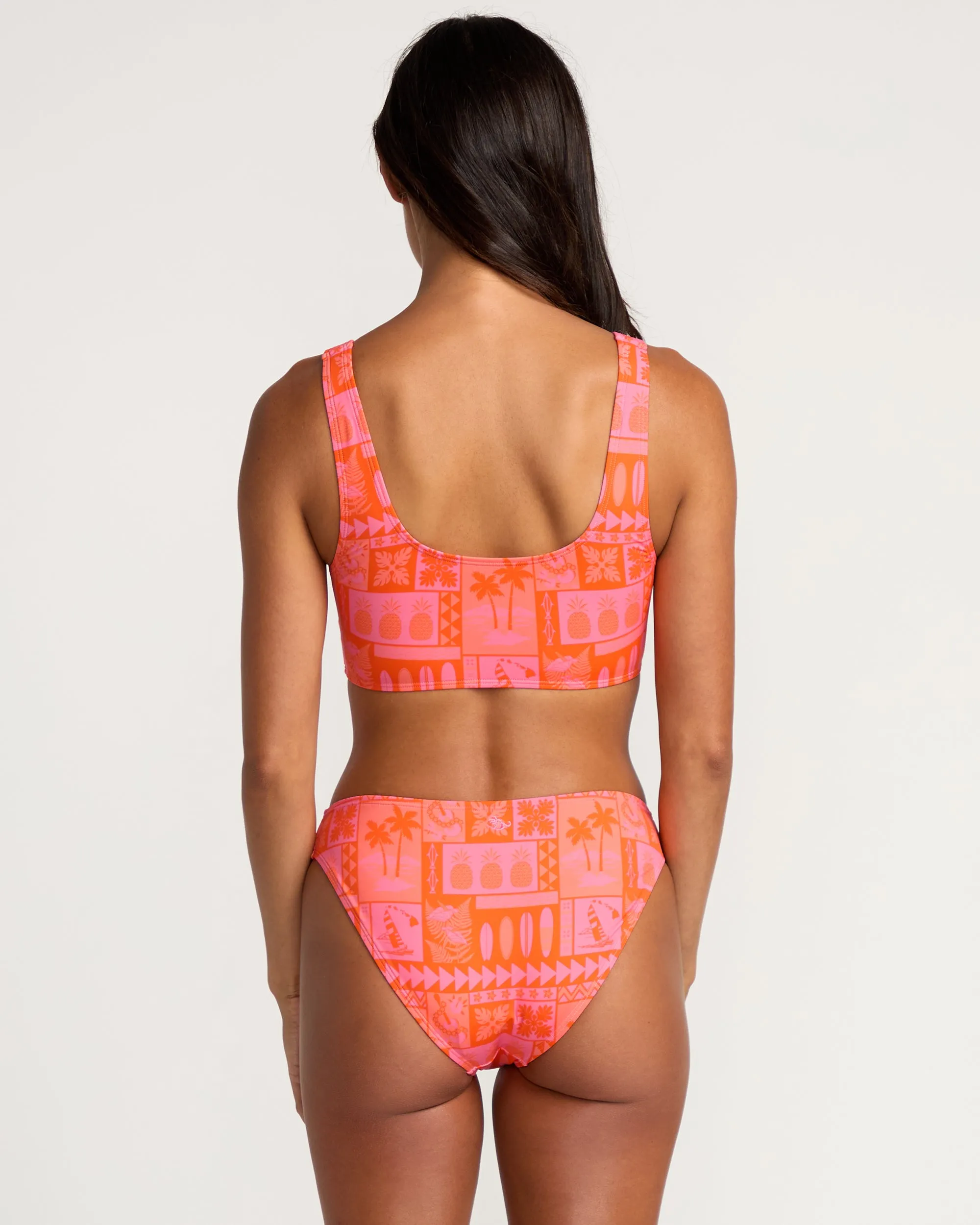 Womens Pele Kai Crop Bikini Top - Hot Coral