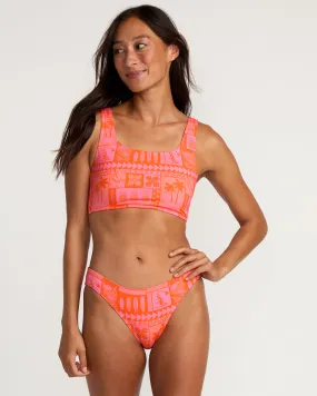 Womens Pele Kai Crop Bikini Top - Hot Coral